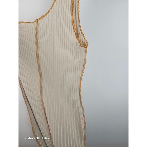 Blue Blush Los Angeles, szM, yellow, 1 shoulder, ribbed, slip dress, made in USA - Picture 10 of 10